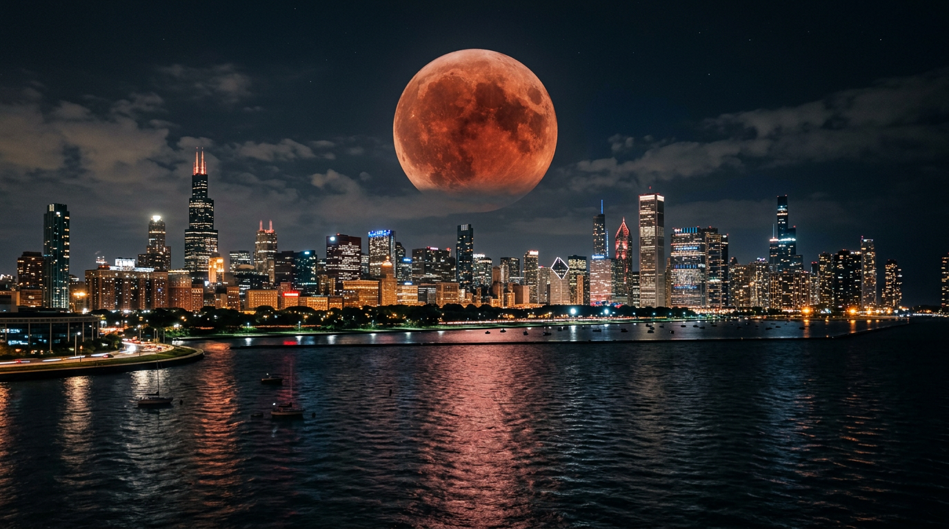 Moon Apologizes to Chicago for 'Unscheduled Darkening' Tuesday Morning